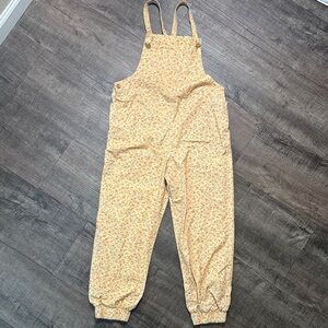 Yellow Floral Cotton Overalls